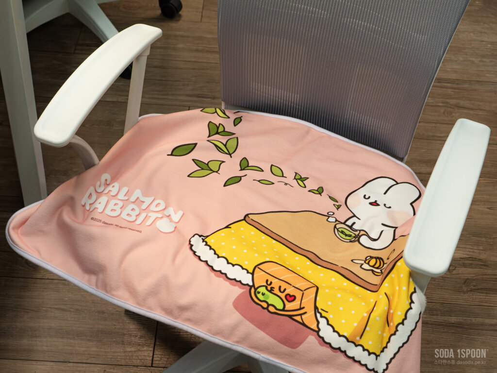 의자에 담요를 올려둔 모습